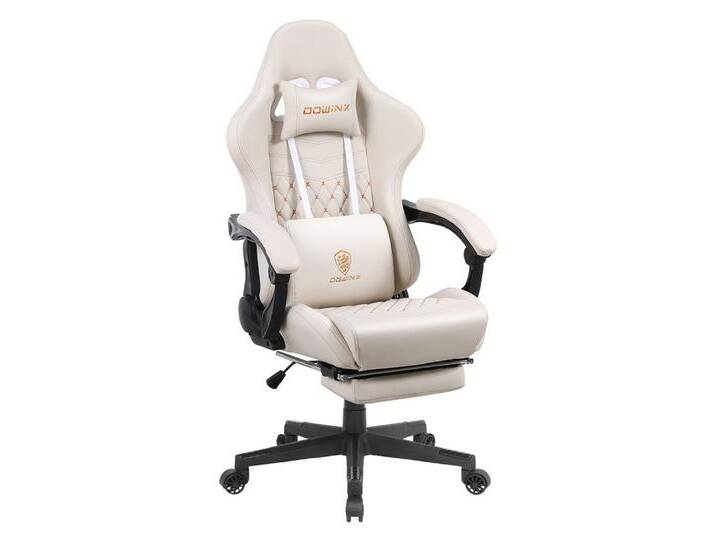 Dowinx Gaming-Stuhl Ergonomisches Design mit Massage Lendenwirbelstütze und Fußstütze, Rennsport-Stil PU-Leder hohen Rücken verstellbare Drehstuhl von OTTO