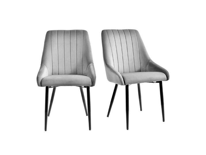 Duhome Esszimmerstuhl (8066C), 2er Set Esszimmerstuhl Polsterstuhl Stoff Samt Stuhl Retro Metallbeine, grau, Grau von OTTO