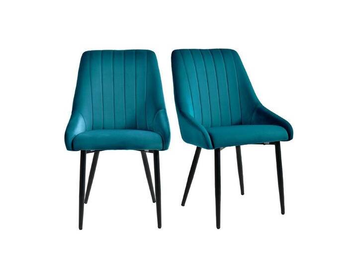 Duhome Esszimmerstuhl, 2er Set Esszimmerstuhl Polsterstuhl Stoff Samt Stuhl Retro Metallbeine, grün, Petrol von OTTO