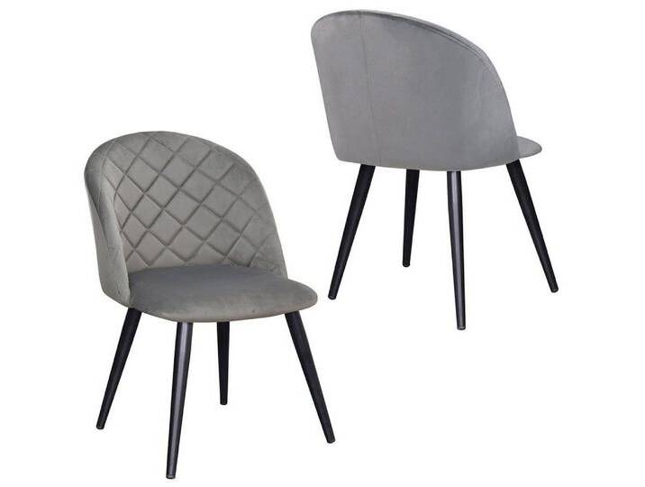 Duhome Esszimmerstuhl, 2er Set Esszimmerstuhl aus Stoff Samt Stuhl Retro Design Polsterstuhl, grau, Grau von OTTO