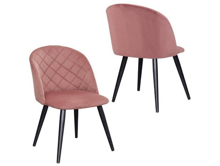 Duhome Esszimmerstuhl, 2er Set Esszimmerstuhl aus Stoff Samt Stuhl Retro Design Polsterstuhl, rosa, Pink von OTTO