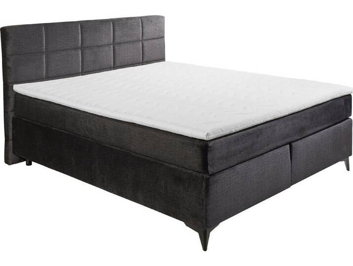 ED EXCITING DESIGN Boxspringbett Navarra, schwarz, 7-Zonen-Tonnentaschen-Federkernmatratze mit Kaltschaum-Topper von OTTO