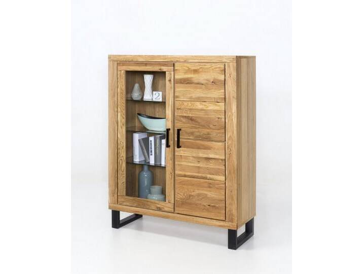 ELFO Highboard Vitrine Highboard Tina in Wildeiche geölt Teilmassiv Breite 110cm, braun von OTTO
