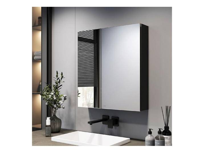 EMKE Spiegelschrank 60X65cm 2-türig Badezimmer Spiegelschrank Verstellbare Trennwand Schrank mit Doppelseitigem Spiegel, schwarz, schwarz EMKE Spiegelschrank 60X65cm 2-türig Badezimmer Spiegelschrank Verstellbare Trennwand Schrank mit Doppelseitigem Spiegel, schwarz, schwarz von OTTO