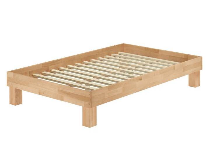 ERST-HOLZ Bett Breites Einzelbett Futonbett Bettrahmen Buche geölt Massiv 120 x 200, Buchegeölt, beige, Rollrost inkl. von OTTO