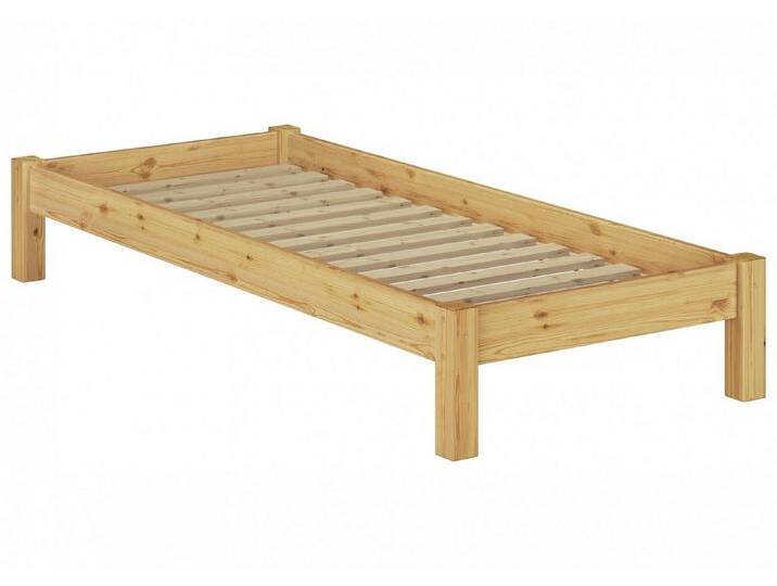 ERST-HOLZ Bett Breites Futonbett Kiefer Massiv 100 x 200 mit Rost, Kieferfarblos lackiert, beige von OTTO