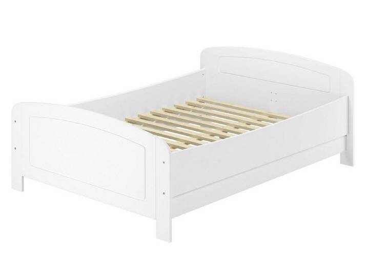 ERST-HOLZ Bett Doppelbett Holzbett 160 x 200 cm Weiß verstellbare Einlegetiefe, Holzwerkstoffwaschweiß, weiß, Rollrost inkl. von OTTO