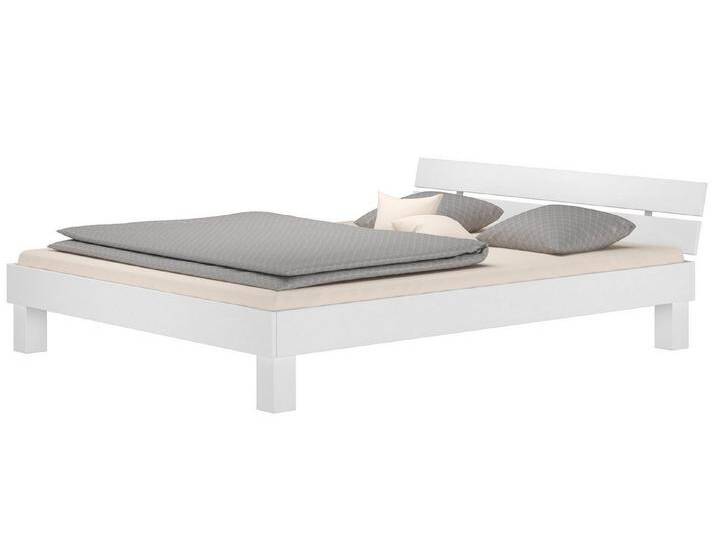 ERST-HOLZ Bett Ehebett Buche Kingsize-bett Futonbett massiv waschweiß 180x200, Buchewaschweiß, weiß, Rollrost und Matratze inkl. von OTTO