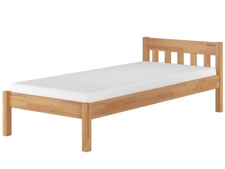 ERST-HOLZ Bett Einzelbett Futonbett Bettrahmen Buche Lackiert Massiv 90 x 200 cm, Buchefarblos lackiert, beige, Rollrost und Matratze inkl. von OTTO