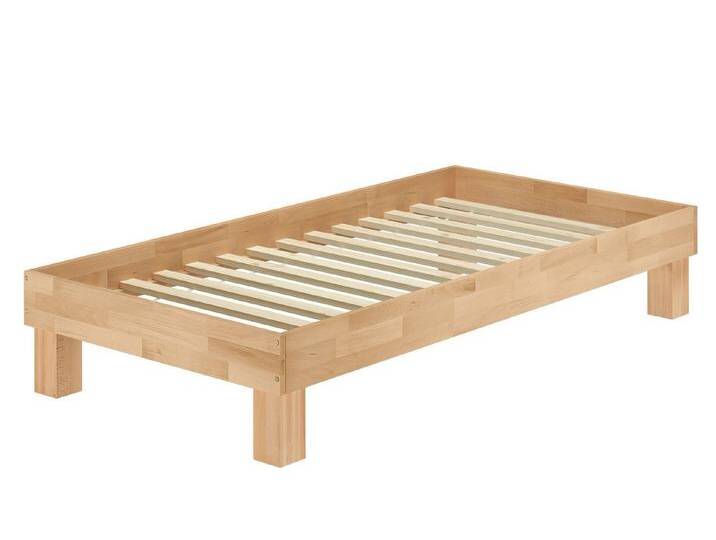 ERST-HOLZ Bett Einzelbett Futonbett Bettrahmen Gästebett Buche geölt Massiv 90 x 200, Buchegeölt, beige, Rollrost inkl. von OTTO
