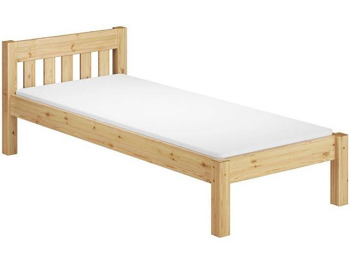 ERST-HOLZ Bett Einzelbett Massivholz Kiefer 100 x 200 mit Rost und Matratze, Kieferfarblos lackiert, beige von OTTO