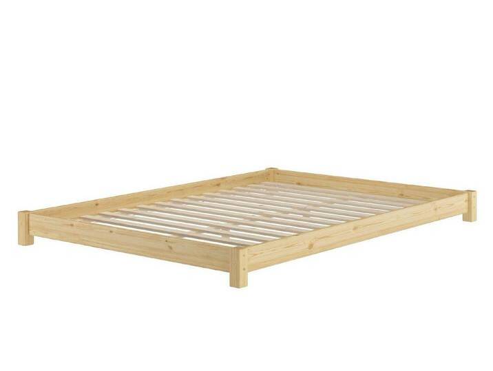 ERST-HOLZ Bett Flaches Futon-Doppelbett Bodenbett 160 x 200 cm Kiefer Massivholz, Kieferfarblos lackiert, beige, Rollrost inkl. von OTTO
