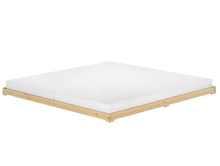ERST-HOLZ Bett Futonbett Bodenbett Niedriges Ehebett 200 cm x 200 cm Kiefer Massiv, Fichtegeölt, beige, Rollrost und Matratze inkl. von OTTO