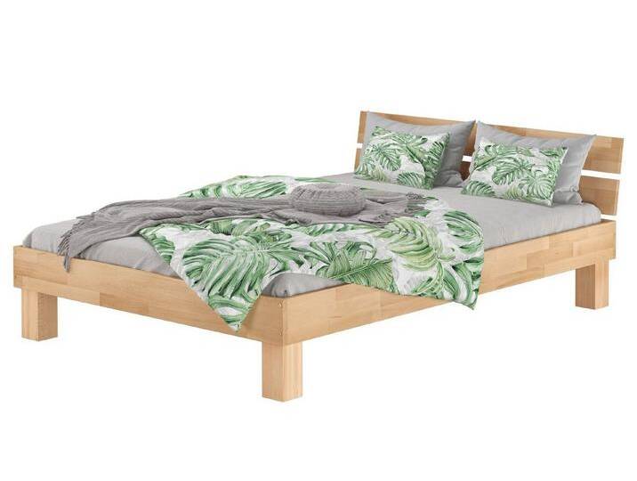 ERST-HOLZ Bett Futonbett Doppelbett Ehebett Buche Massiv 160 x 200 Kopfteil, Buchegeölt, beige, ohne Zubehör von OTTO