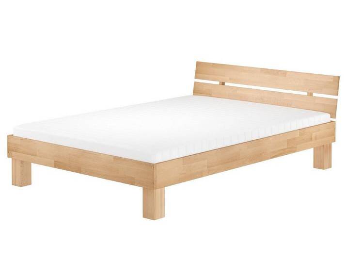 ERST-HOLZ Bett Futonbett Doppelbett Ehebett Buche Massiv 160 x 200 cm Kopfteil, Buchegeölt, beige, mit Matratze von OTTO