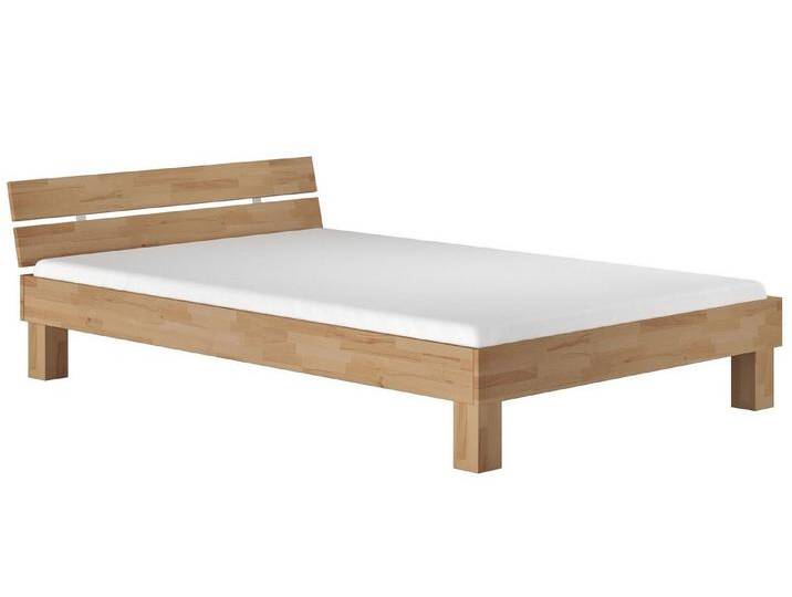 ERST-HOLZ Bett Futonbett Doppelbett Ehebett Buche massiv natur 160x200 Kopfteil, Buchegeölt, beige, Rollrost und Matratze inkl. von OTTO