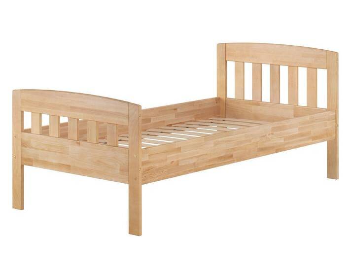ERST-HOLZ Bett Seniorenbett Einzelbett Gästebett Buche massiv 100 x 200 cm Zeitlos, Buchefarblos lackiert, beige, Federleisten von OTTO
