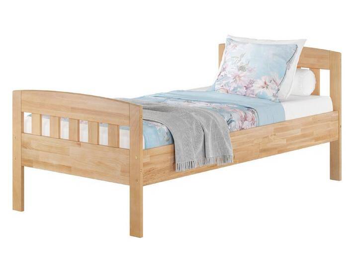 ERST-HOLZ Bett Seniorenbett Einzelbett Gästebett Buche massiv 100 x 200 cm Zeitlos, Buchefarblos lackiert, beige, ohne Zubehör von OTTO