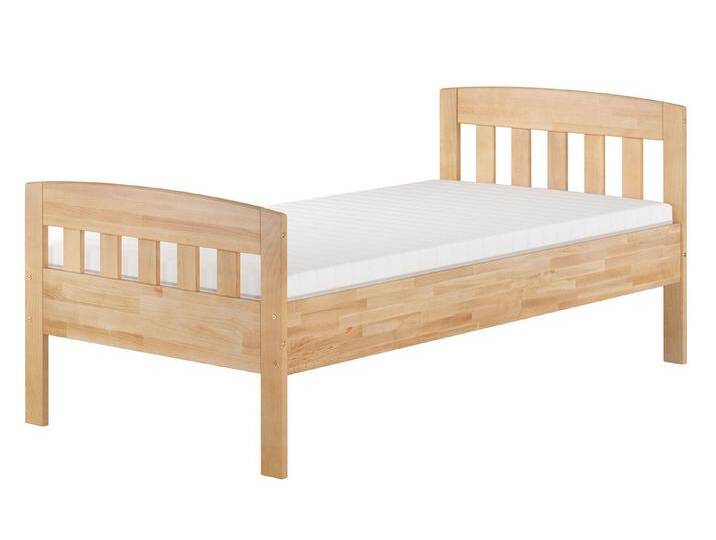 ERST-HOLZ Bett Seniorenbett Einzelbett Gästebett Buche massiv 100 x 200 cm Zeitlos, Buchegeölt, beige, Federholzrahmen und Matratze inkl. von OTTO