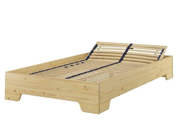ERST-HOLZ Bett Stabiles Futonbett 120 x 190 Kiefer Massiv Natur, Kieferfarblos lackiert, beige, Federholzrahmen inkl. von OTTO