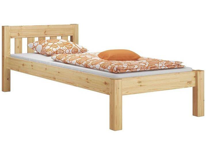 ERST-HOLZ Bett Stabiles Massivholzbett Kiefer 100 x 200 mit Federleisten und Matratze, Kieferfarblos lackiert, beige von OTTO