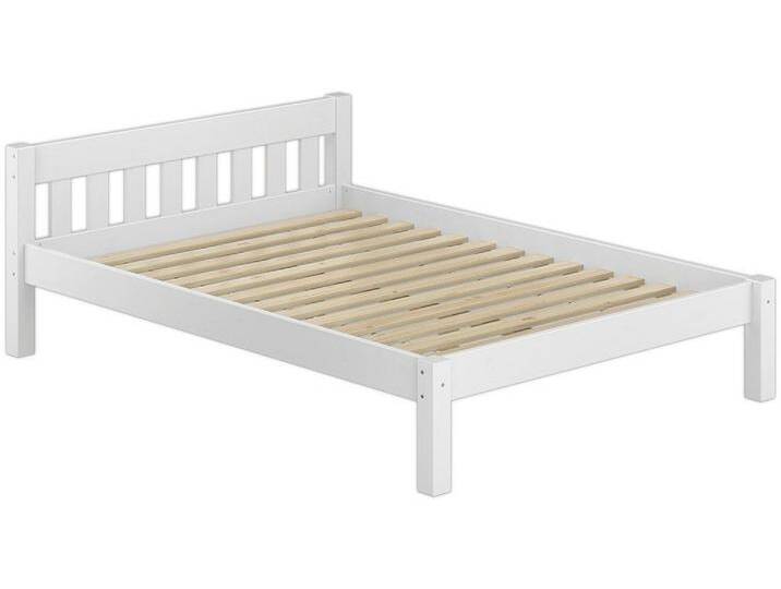 ERST-HOLZ Bett Weißes Doppelbett 160 x 200 Kieferholz mit Rost, Kieferwaschweiß, weiß von OTTO