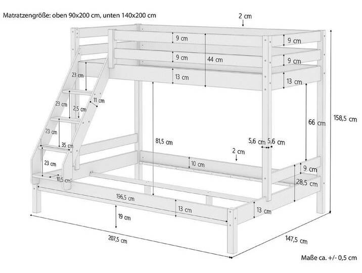 ERST-HOLZ Etagenbett Doppel-Etagenbett 90 x 200 und 140 x 200 für Erwachsene Kiefer natur, beige, Rollrost und Doppelbettkasten inkl. von OTTO
