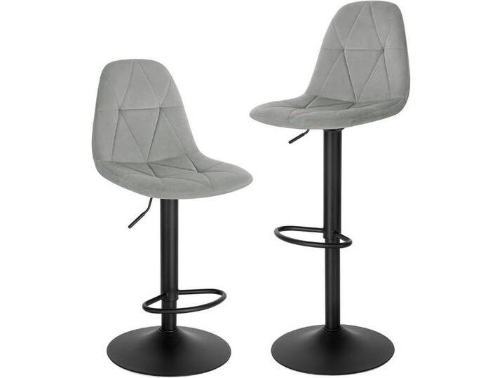 EUGAD Barhocker (2 St., 2er), Rückenlehne höhenverstellbar drehbar Samtbezug, grau silberfarben von OTTO