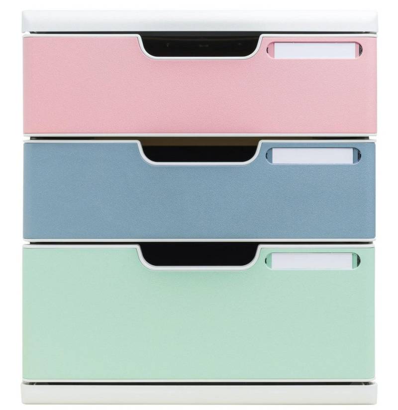 EXACOMPTA Aufbewahrungsbox Schubladenbox Modulo, 3 Schubladen, AutentiK Farben sortiert 325303D, Boxen modulierbar von EXACOMPTA