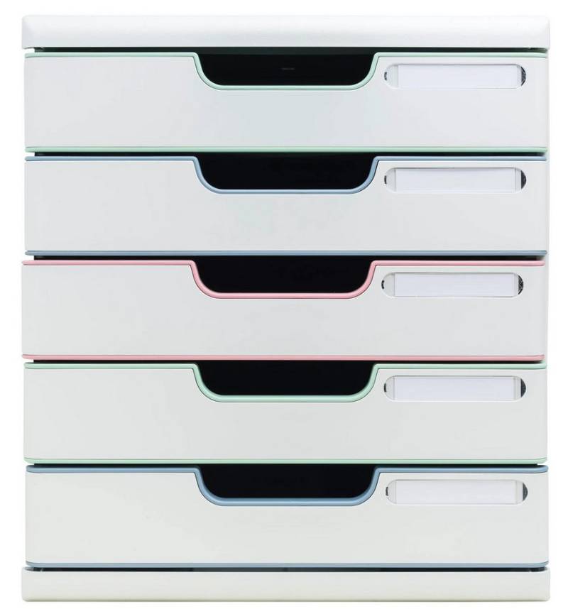 EXACOMPTA Aufbewahrungsbox Schubladenbox Modulo, 5 Schubladen, AutentiK Farben sortiert 301303D, Boxen modulierbar von EXACOMPTA