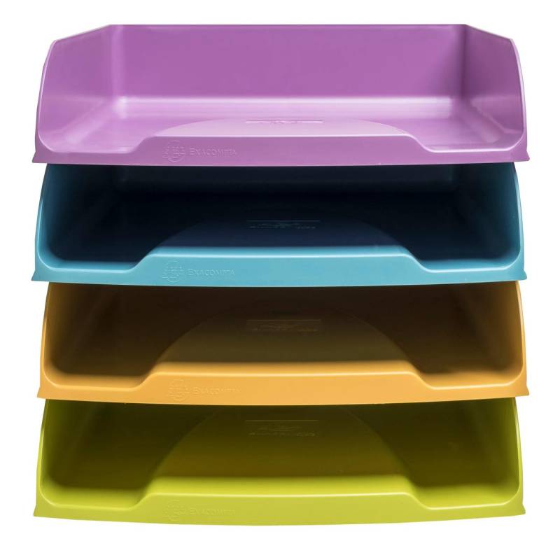 EXACOMPTA Aufbewahrungsbox Set mit 4 Briefablagen Combo Styli Pop N'Co Farben sortiert 111909SETD, Briefkörbe von EXACOMPTA
