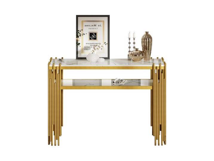 EXTSUD Beistelltisch 128 x 44 x 80 cm Mid-Century Modern Wohnzimmer Beistelltisch (doppellagiges MDF, belastbar bis 40 kg), Konsolentisch, Korpus mit goldenen Beinen von OTTO