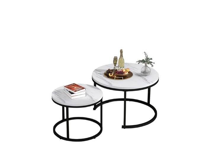 EXTSUD Couchtisch Runder Couchtisch 2er Set Satz Couchtisch Wohnzimmer (2-St), Runder geschachtelter Beistelltisch 2 Runder Beistelltisch, weiß, Weiß von OTTO