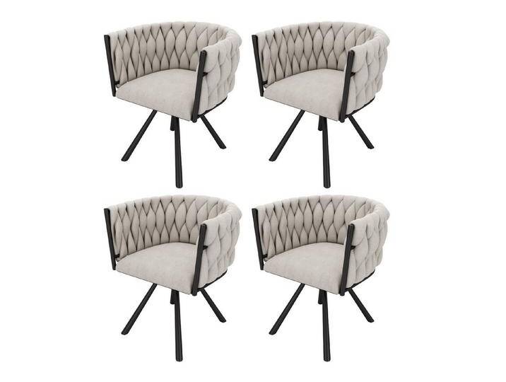 EXTSUD Esszimmerstuhl Samt-Esszimmerstuhl, einzelner heller Luxus Drehstuhl (4 St), Freizeit-Drehstuhl mit vier Stützbeinen aus Metall, beige, 4 St. von OTTO