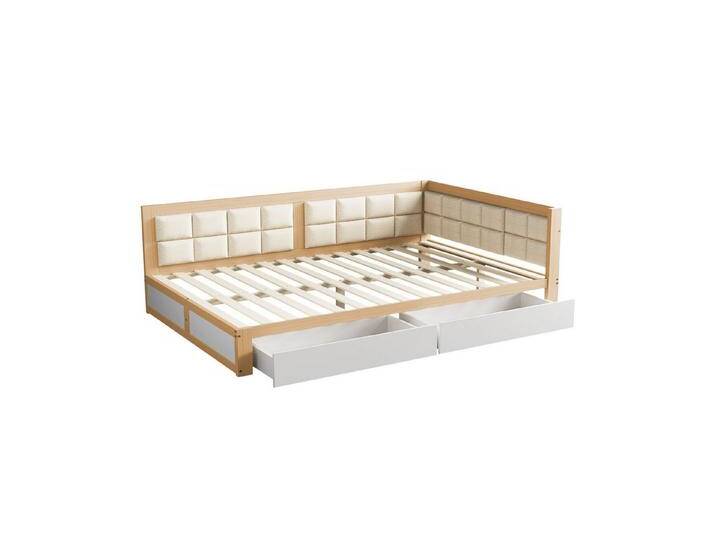 EXTSUD Schlafsofa Sofa Holzbett 140x200 Multifunktionsbett, weiche Rückenlehnenform, große Stauraumschubladen, Lattenrost, Einzelbett Kiefer, beige EXTSUD Schlafsofa Sofa Holzbett 140x200 Multifunktionsbett, weiche Rückenlehnenform, große Stauraumschubladen, Lattenrost, Einzelbett Kiefer, beige von OTTO