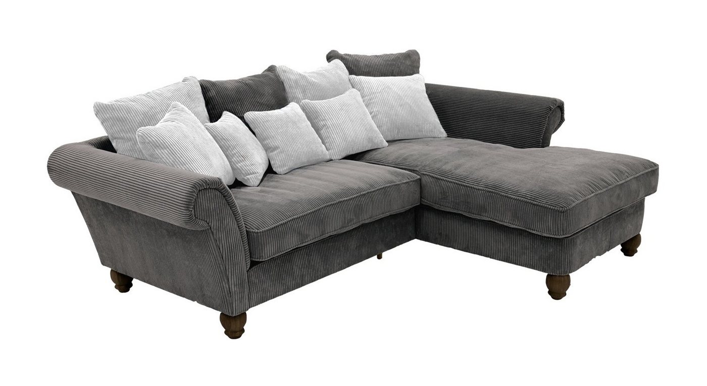 Sofa CADIZ, B 258 cm x T 199 cm, Grau, Breitcordbezug, Holzfüße, mit Kissen von OTTO