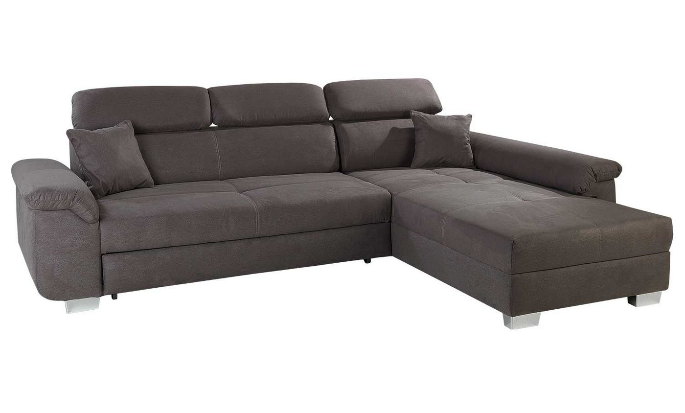 Sofa LANDSHUT, Braun, Mikrofaserbezug, Schlaffunktion, verstellbare Kopfteile von OTTO