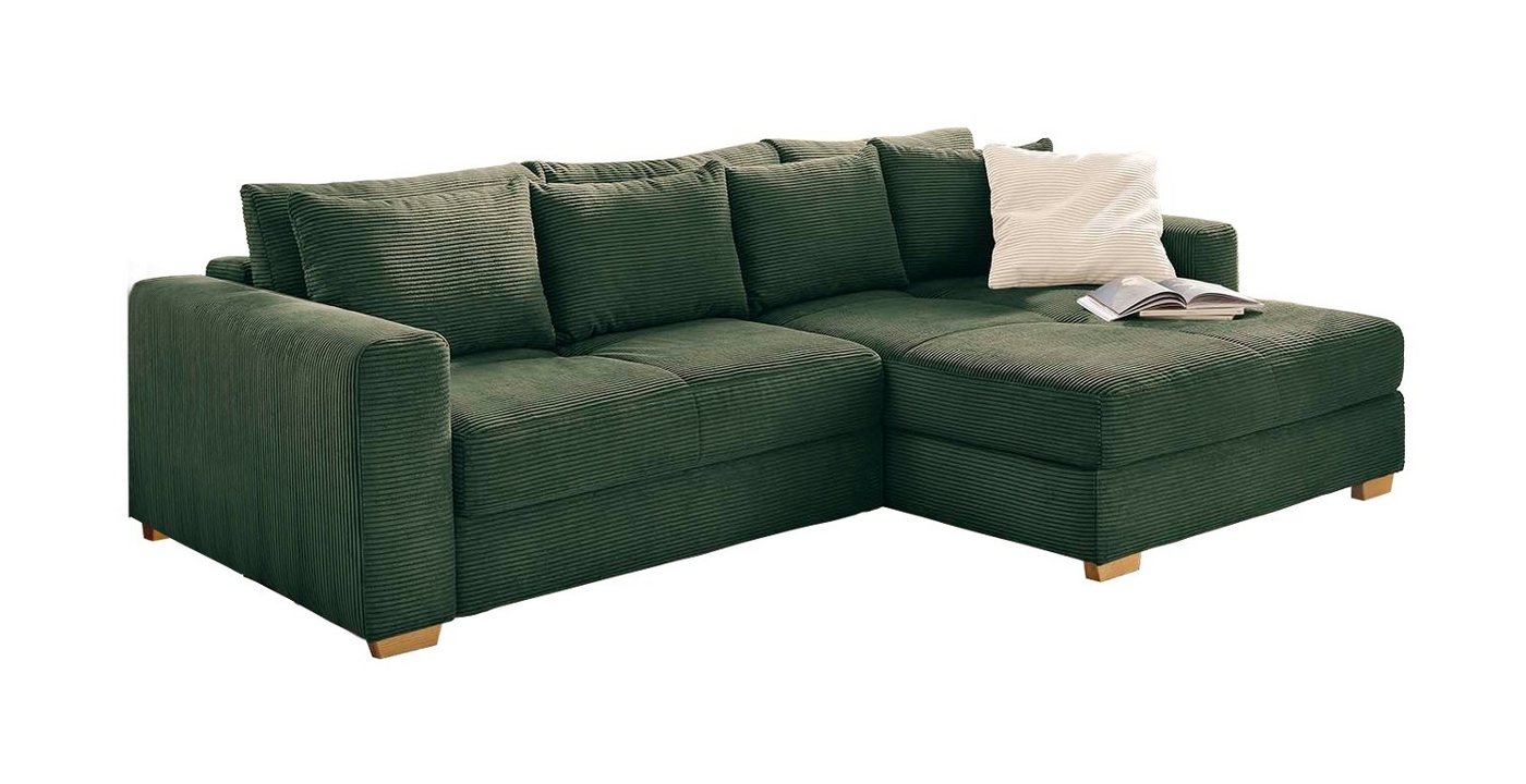 Ecksofa Polstergarnitur R/L KAMPEN, Grün, Cord, B 288 cm, mit Ausziehfunktion und Bettkasten, mit 7 Rückenkissen Ecksofa Polstergarnitur R/L KAMPEN, Grün, Cord, B 288 cm, mit Ausziehfunktion und Bettkasten, mit 7 Rückenkissen von OTTO