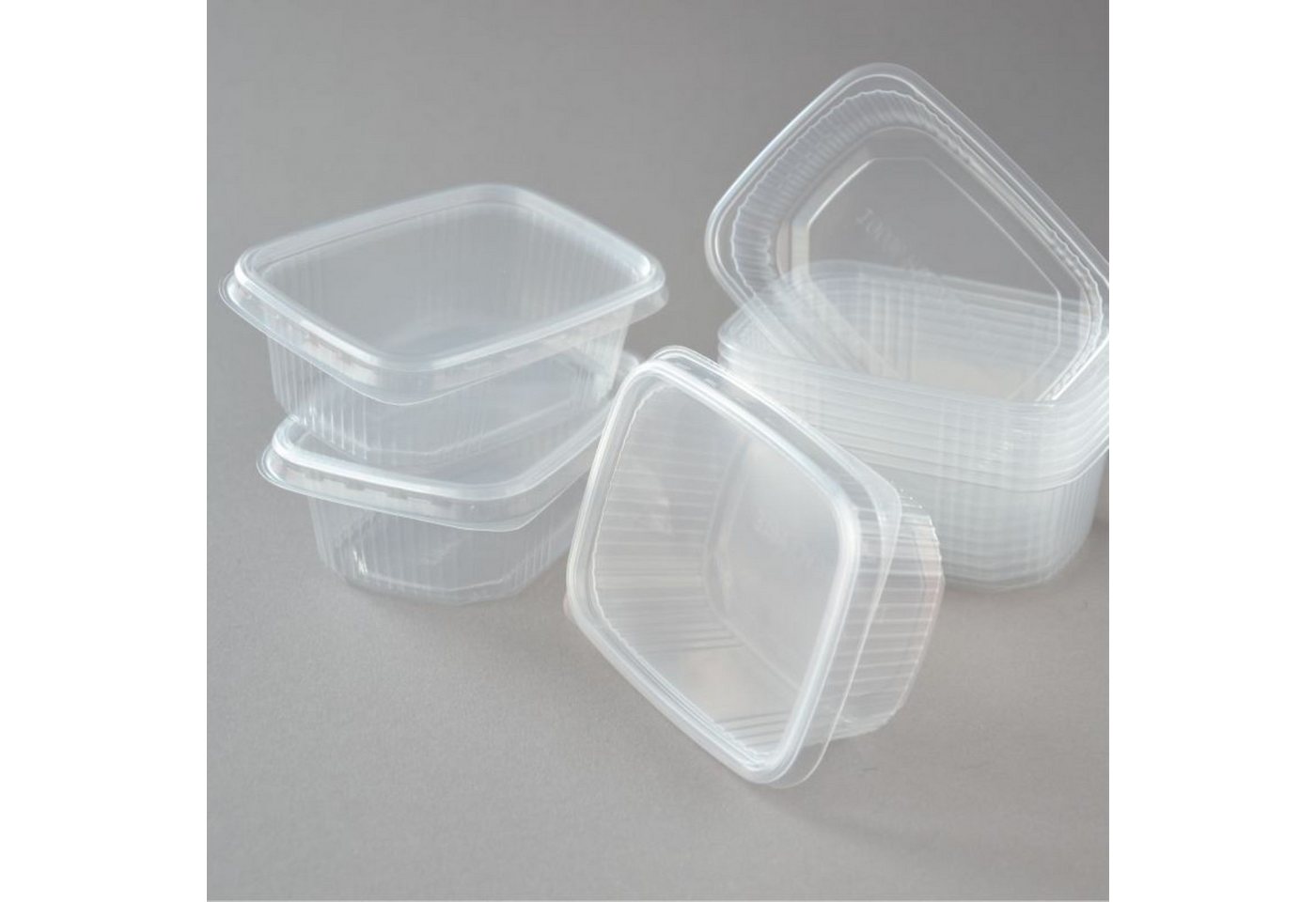 Einwegbecher 250 Stück Feinkostbecher mit Deckel, transparent, 200 ml eckig, PP, Servicebecher Dressingbecher Salatbox Salatschalen Saucenbecher von OTTO