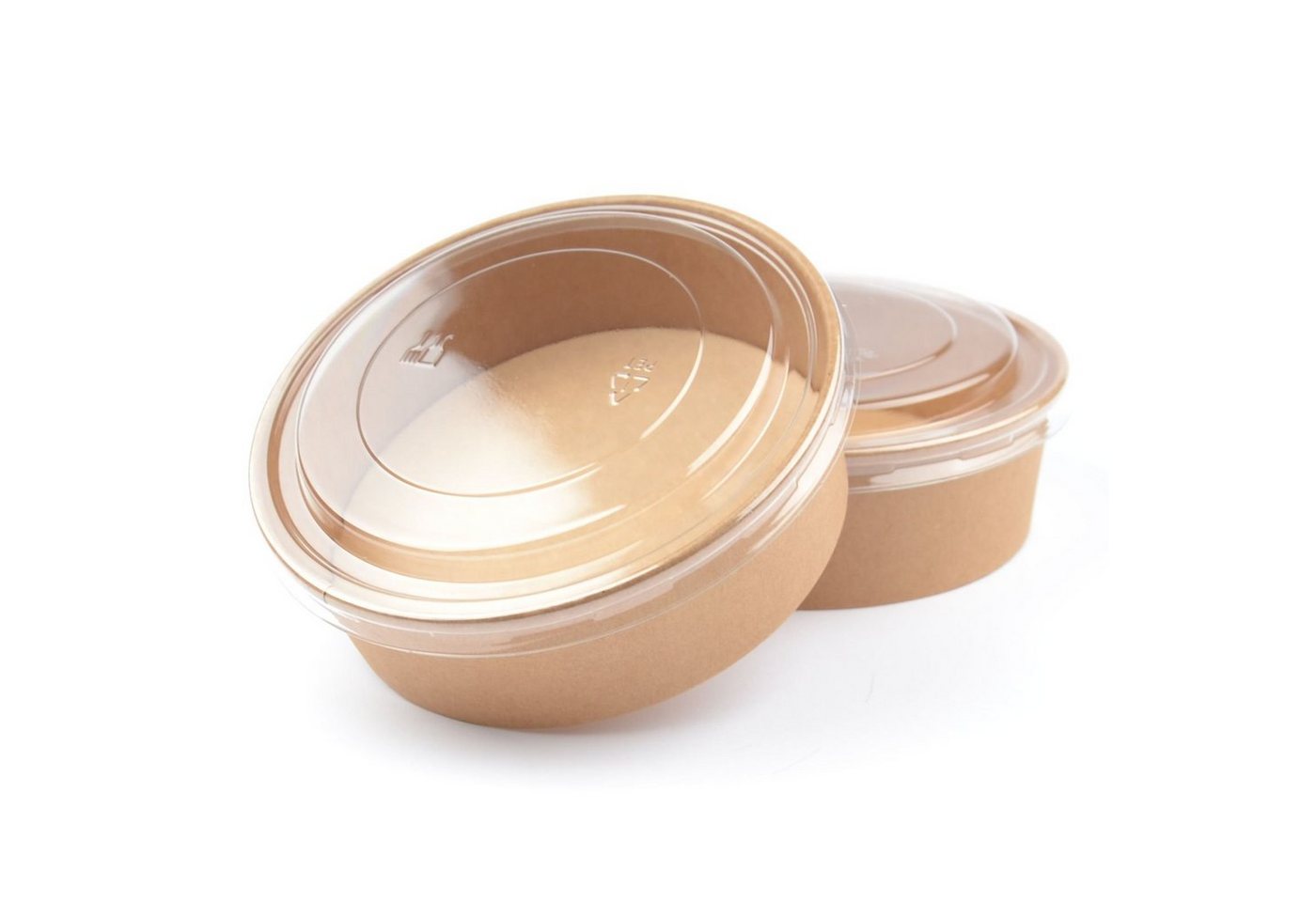 Einwegschale 150 Stück Kraft Salatschalen mit Deckel, rund, 500 ml, Salatbox Paper Bowls Pappsalatschale Salad Cups von OTTO