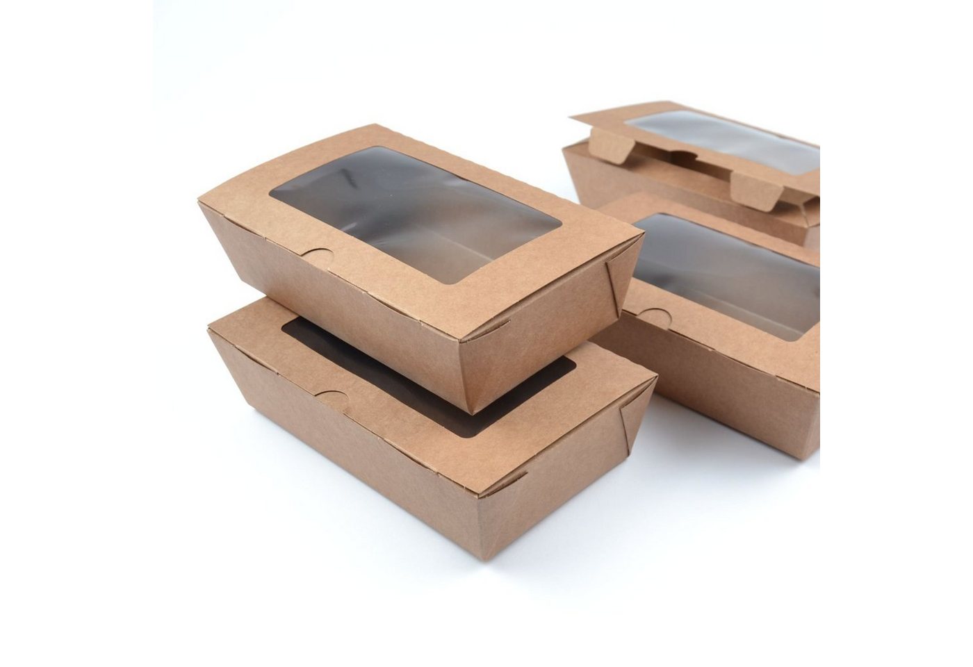 Einwegschale 200 Stück Fast Food Boxen mit Fenster (Größe M), (180×115×60 mm), kraft, mit Sichtfenster Finger Food Box Foodcase Snackbox Take Away von OTTO