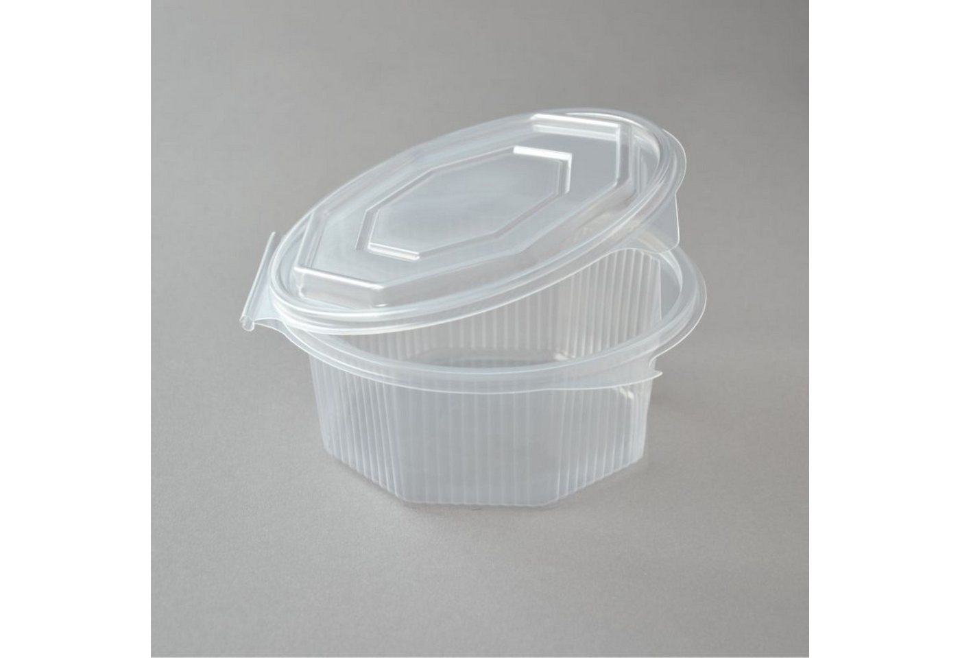 Einwegschale 200 Stück Haushaltsbox mit anhängendem Deckel, 8-eckig, 750 ml, transparent Salatbox Salatschalen Feinkostbecher Klappbox von OTTO