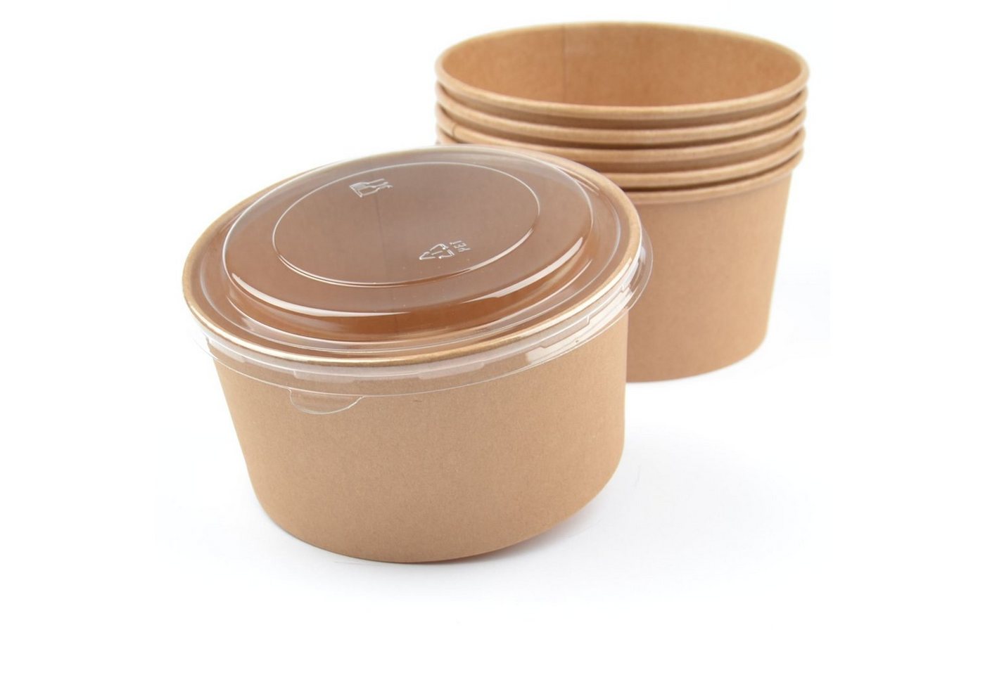 Einwegschale 50 Stück Kraft Salatschalen mit Deckel, rund, 1000 ml, Salatbox Paper Bowls Pappsalatschale Salad Cups von OTTO