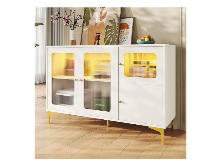 Elegear Sideboard Kommode Sideboard mit 3 Schubladen & 2 Türen, verstellbare Regale (1 St), weiß, Weiß von OTTO