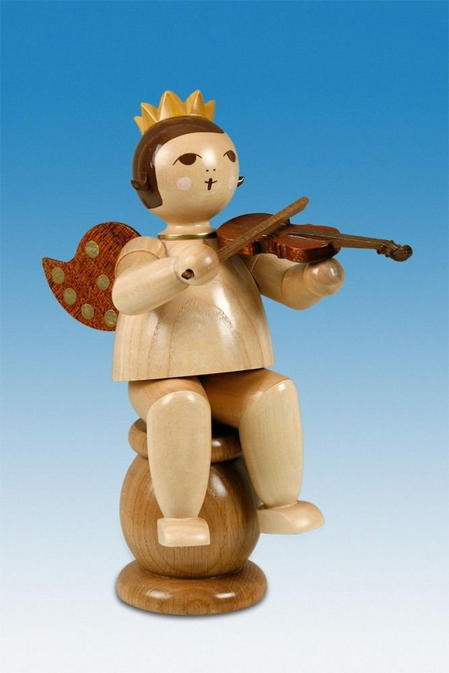 Engelfigur Holzfigur Engel Kantenhocker mit Geige sitzend natur ohne Krone Höhe von OTTO