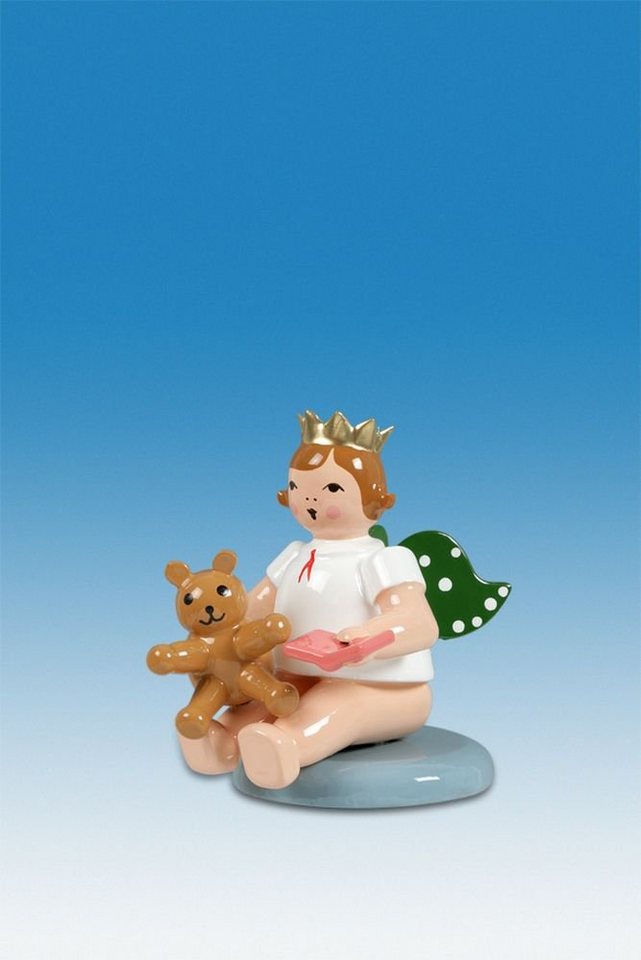 Engelfigur Holzfigur Engel mit Teddy sitzend ohne Krone Höhe 6cm NEU von OTTO