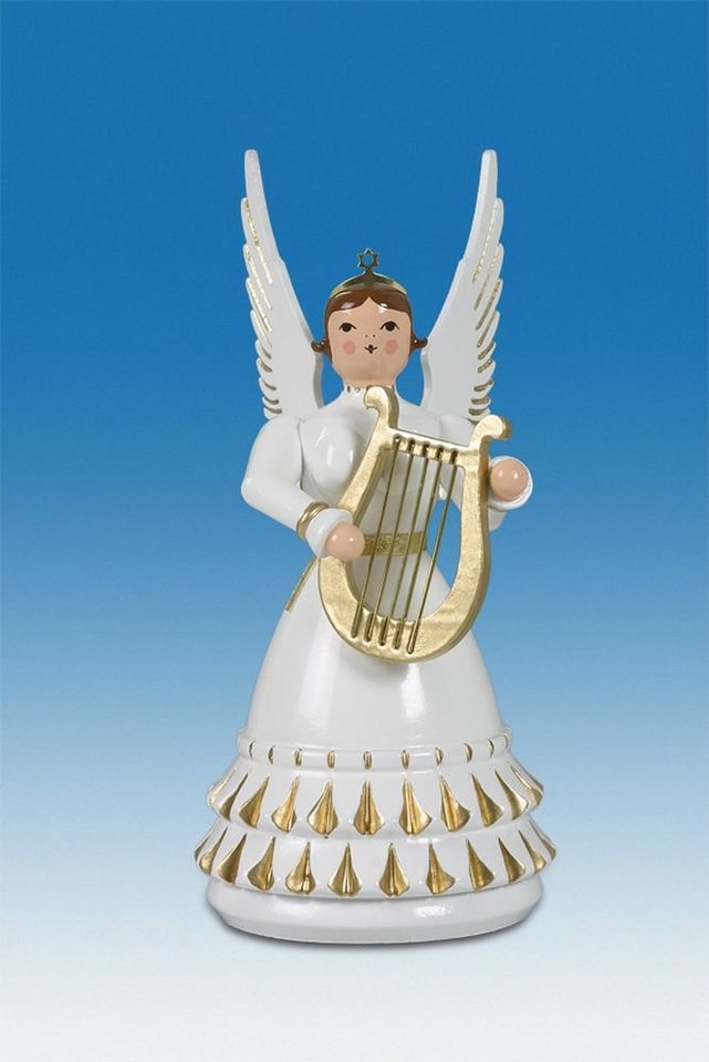 Engelfigur Holzfigur Rokokoengel mit Krone und Harfe Höhe 12cm NEU von OTTO