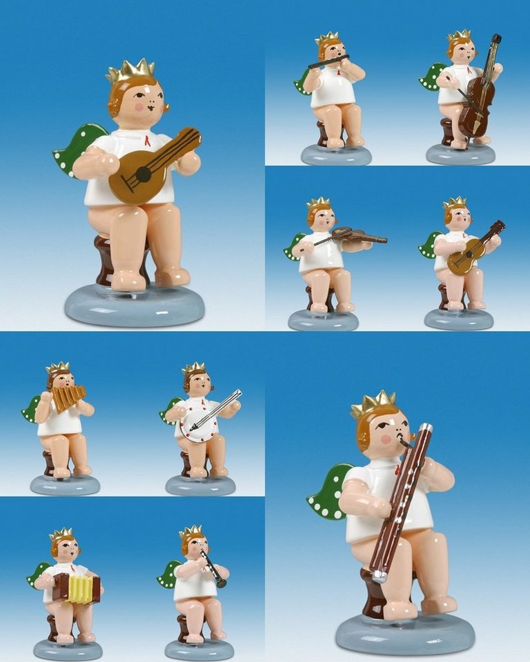 Engelfigur Holzfigur Engelmusikanten sitzend 10-teilig ohne Krone Höhe 6cm NEU von OTTO