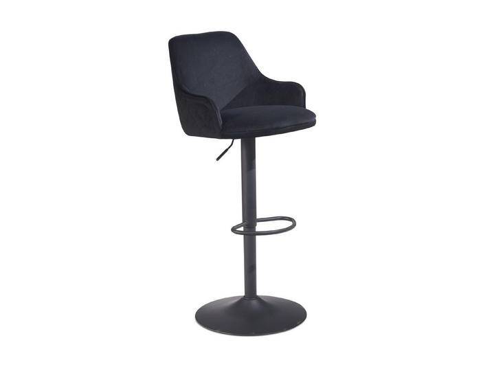FINEBUY Barhocker FB60340 (Samt Schwarz Hocker mit Lehne 86 - 106 cm Modern), Küchenhocker Höhenverstellbar 100 kg, Barstuhl, schwarz, Schwarz von OTTO