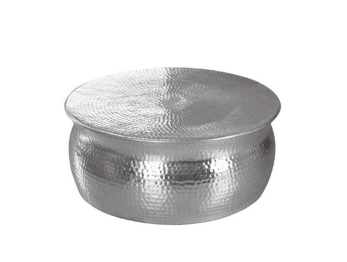 FINEBUY Couchtisch Couchtisch Wohnzimmertisch Sofatisch rund Hammerschlag Loungetisch (75x31x75 cm Aluminium Hammerschlag Silber Rund), Sofatisch Orientalisch von OTTO